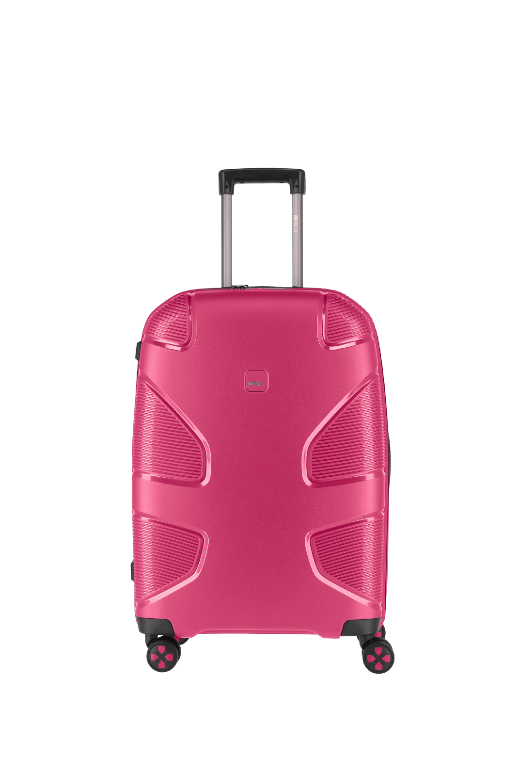 Robuster rosa Hartschalenkoffer mit Teleskopgriff und 360°-Rollen Rosa Koffer mit Teleskopgriff und vier Rollen für einfaches Reisen