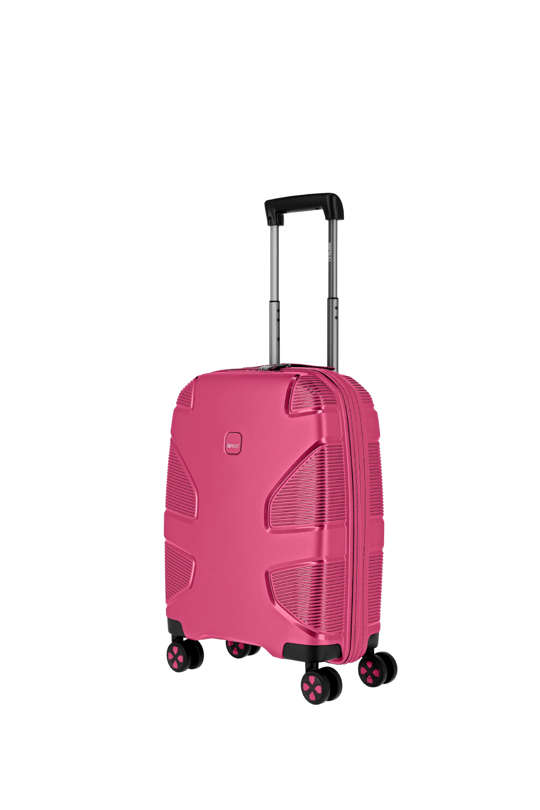 Robuster pinker Hartschalenkoffer mit Teleskopgriff und Rollen Ein stilvoller pinker Hartschalenkoffer mit Teleskopgriff und vier Rollen, ideal für Reisen